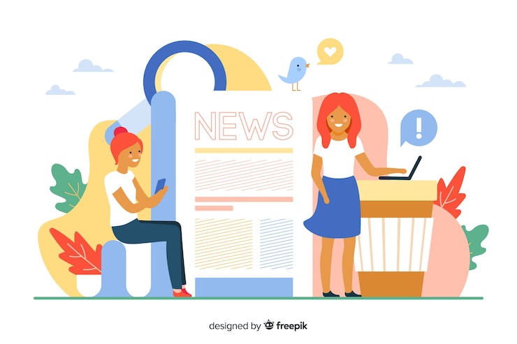 免費 Vector 登陸頁的新聞概念