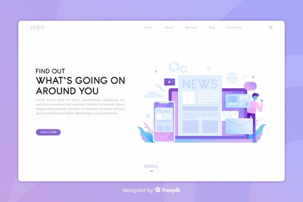 Free vector news concept landing page