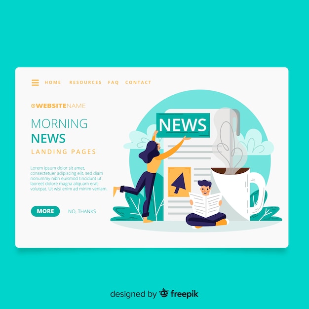 Free vector news concept landing page