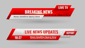 News lower third banners in red color