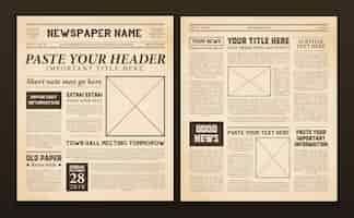 Vettore gratuito modello di pagine di giornale vintage
