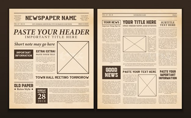 Newspaper Pages Template Vintage