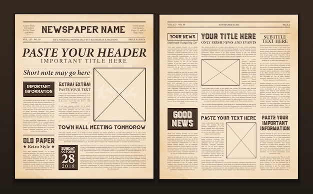 Newspaper Pages Template Vintage