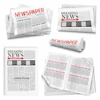 Free vector newspaper realistic set