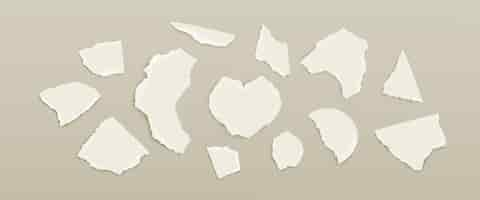 Free vector newspaper scrap for collage with torn and ripped edges realistic vector illustration set of cut and broken paper pieces of different shapes blank teared cardboard or notebook sheet fragment