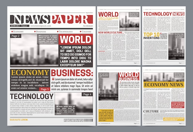 Free vector newspaper template realistic poster