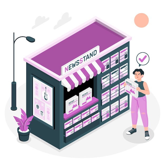 Newsstand concept illustration