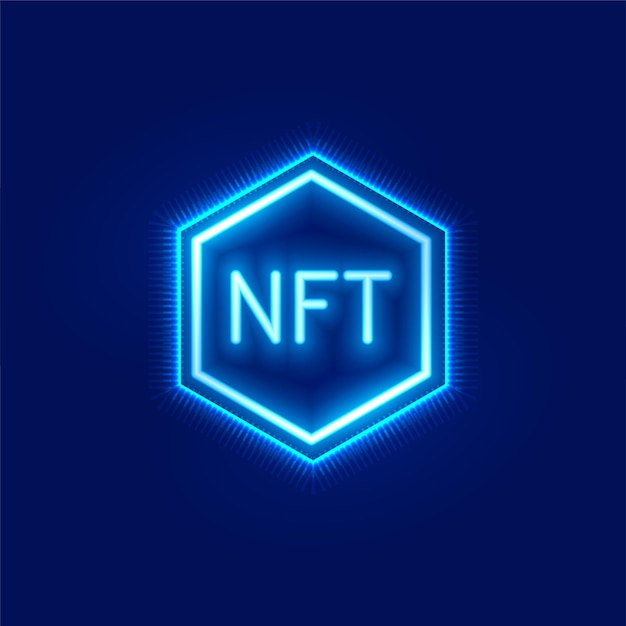 Vettore gratuito concetto di token nft non fungibile con effetto luce al neon