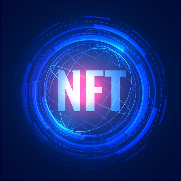 Free vector nft non fungible token poster blue technology background