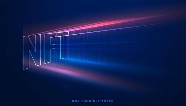 Free vector nft nonfungible token text with light rays coming out