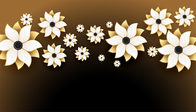 黒の背景に素敵な3D黄金の花