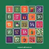 Free vector nice advent retro calendar