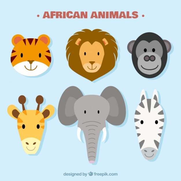 Free vector nice animal avatars in flat design