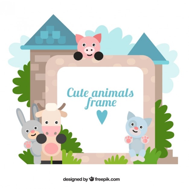 Free vector nice animal frame with a castle