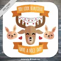 Free vector nice animals card with motivational phrase