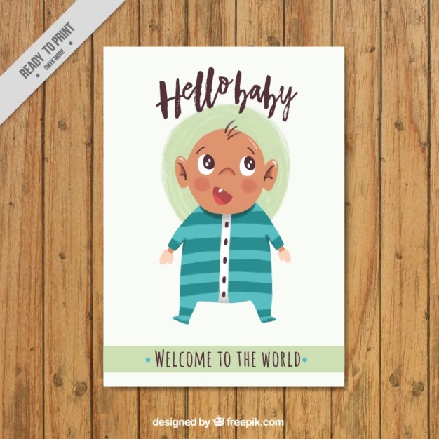 Free vector nice baby card in watercolor effect