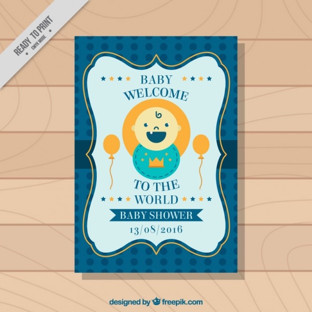 Nice baby shower card in retro style