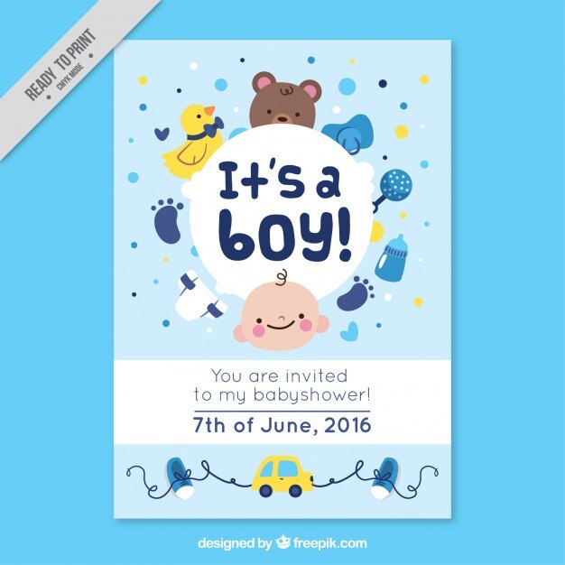 Nice baby shower card with lovely accessories