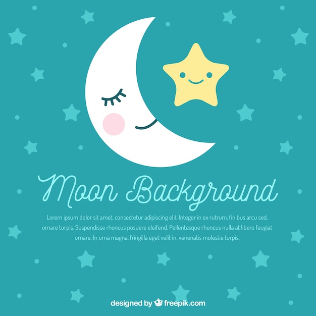 Free vector nice background of moon and stars