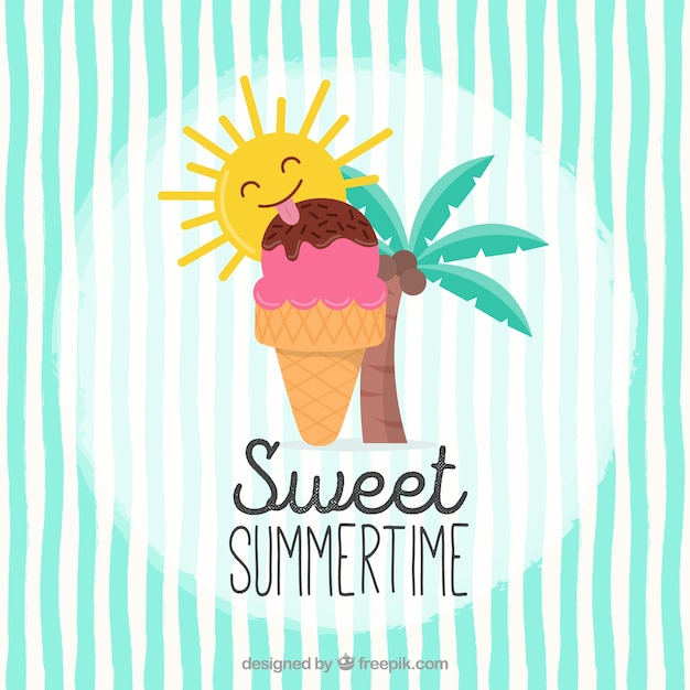 Free vector nice background with sun eating an ice-cream