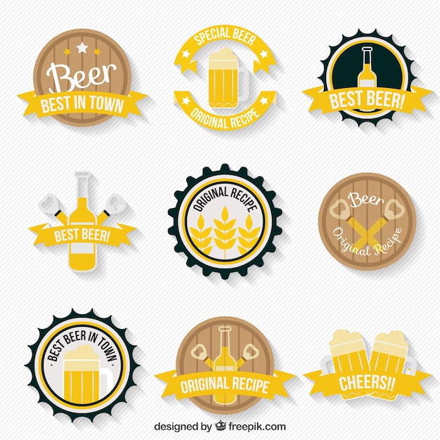 Free vector nice beer labels with different messages