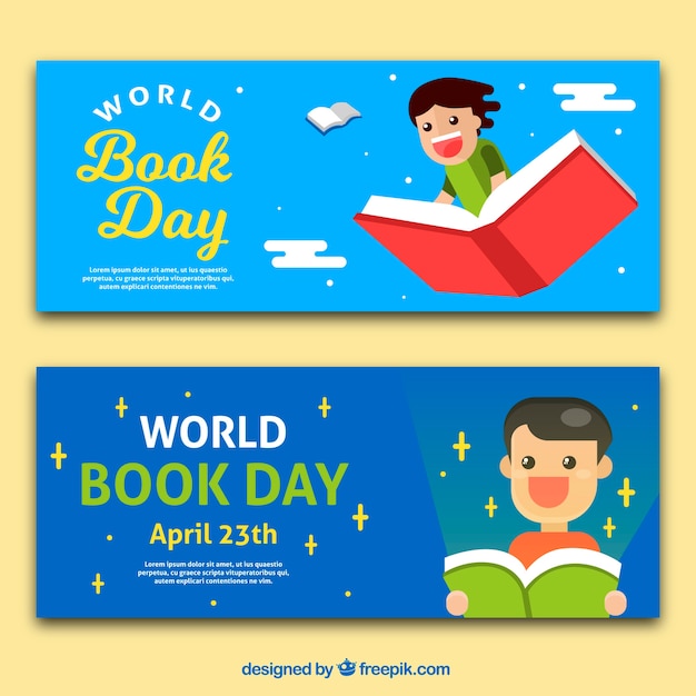 Free vector nice book day banners