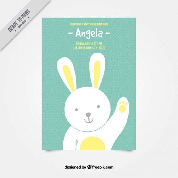 Nice bunny greeting baby shower card