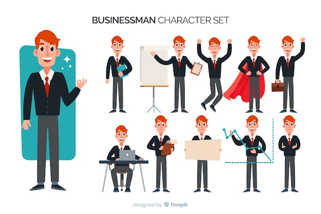 Free vector nice businessman character set