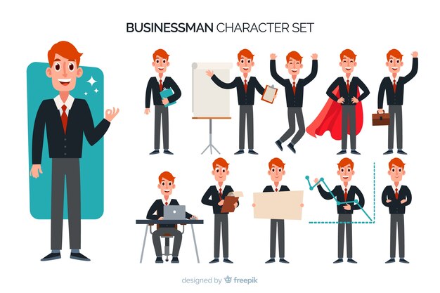 Nice businessman character set