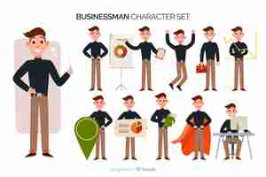 Free vector nice businessman character set