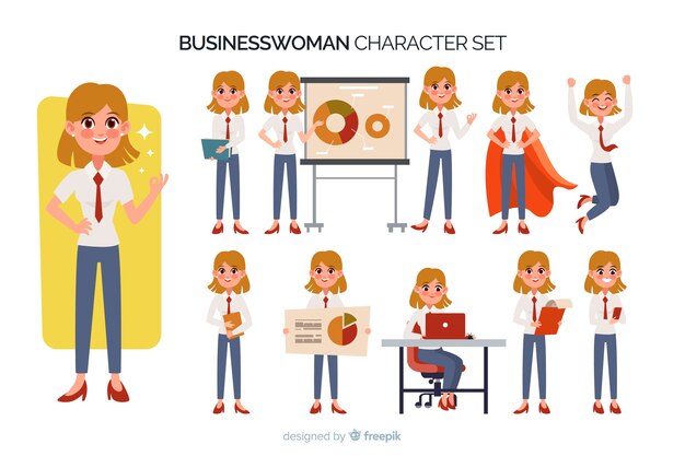 Nice businesswoman character set 