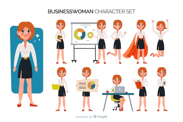 Nice businesswoman character set 
