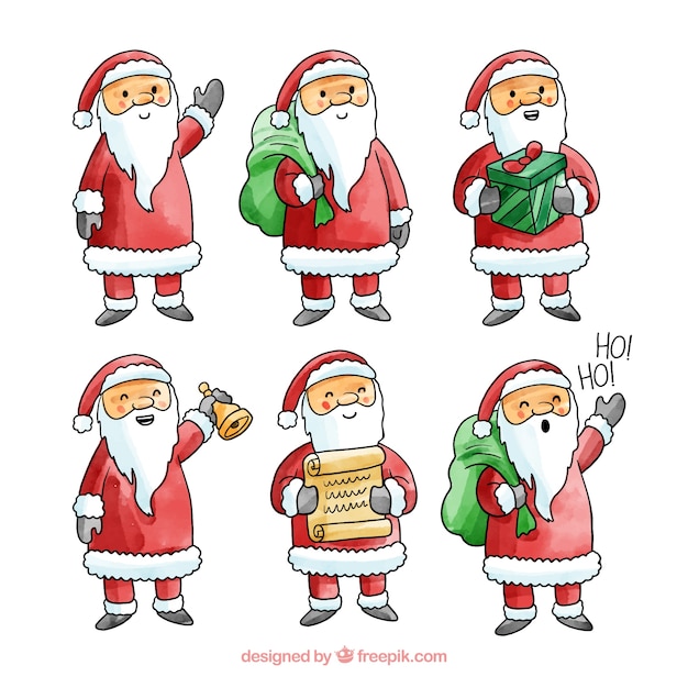 Free vector nice characters of santa claus set