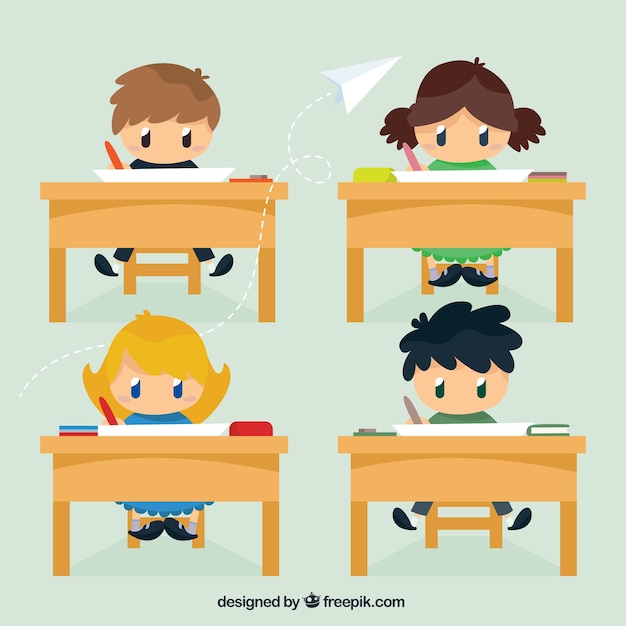 Free vector nice children in the classroom