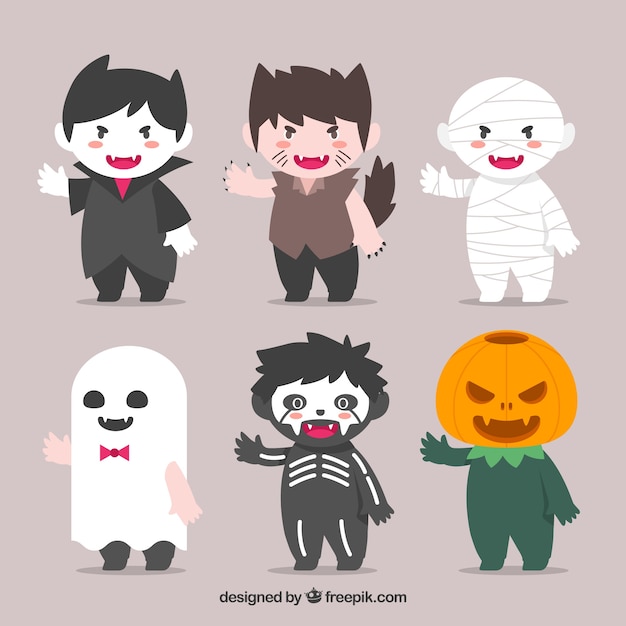 Nice children with terrifying costumes