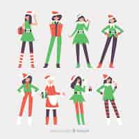 Free vector nice christmas character collection