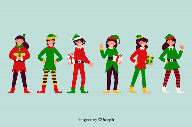 Free vector nice christmas character set