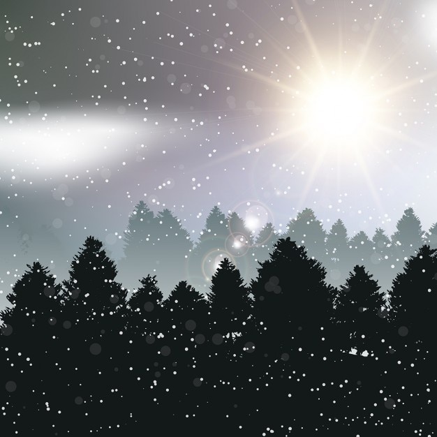 Free vector nice christmas landscape with trees