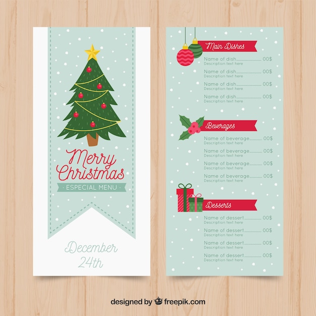 Nice christmas menu with tree