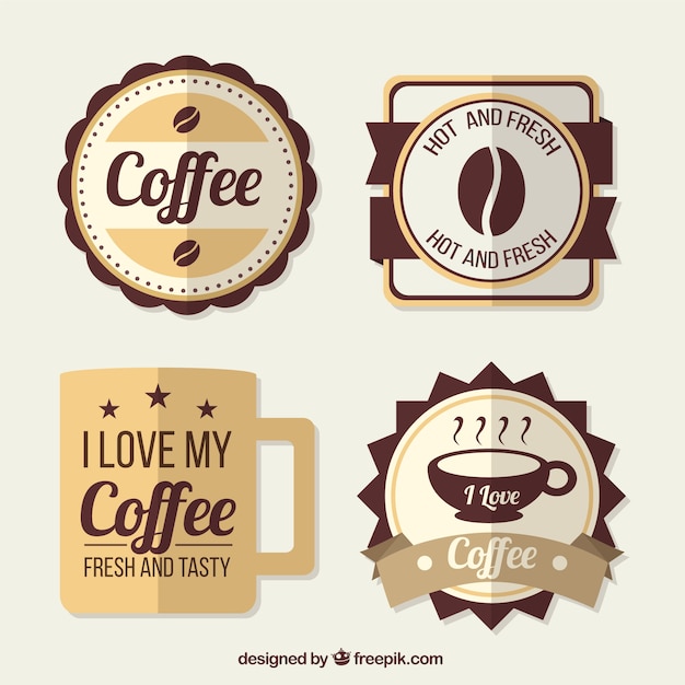Free vector nice coffee badges in retro style