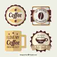 Free vector nice coffee badges in retro style