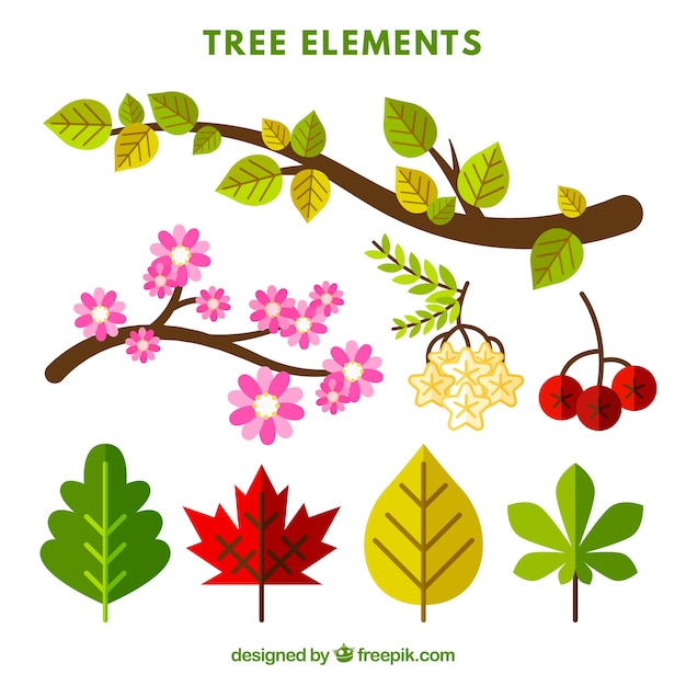 Free vector nice collection with elements of a tree