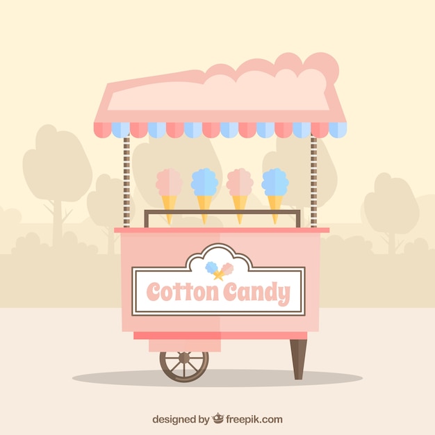 Free vector nice cotton candy cart