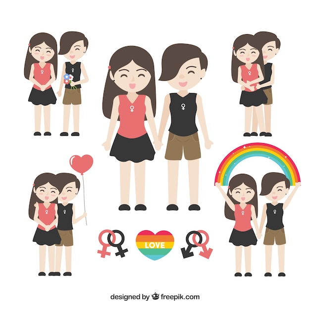 Free vector nice couple of girls in love