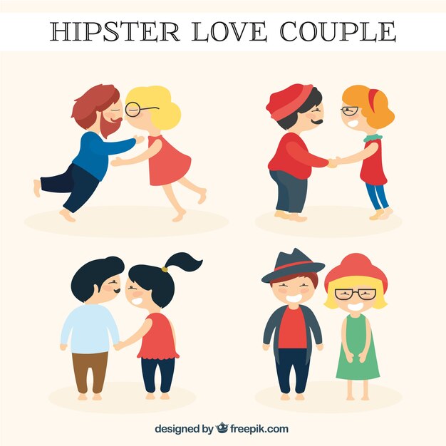 Nice couples in hipster style