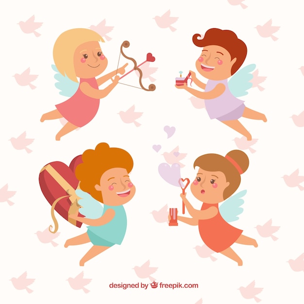 Free vector nice cupid characters pack