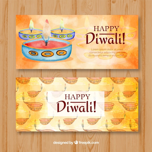 Nice diwali watercolor banners