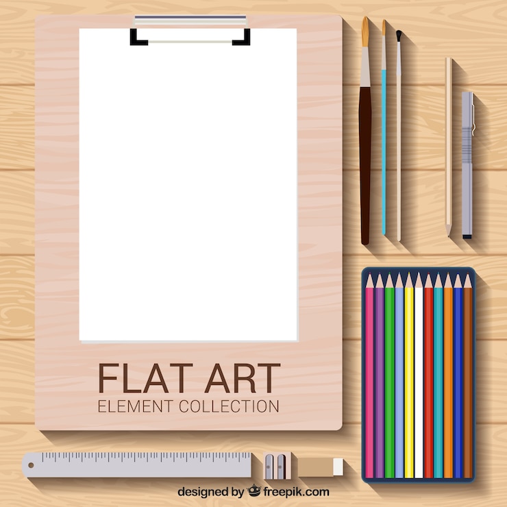 Free Vector nice flat collection of art materials