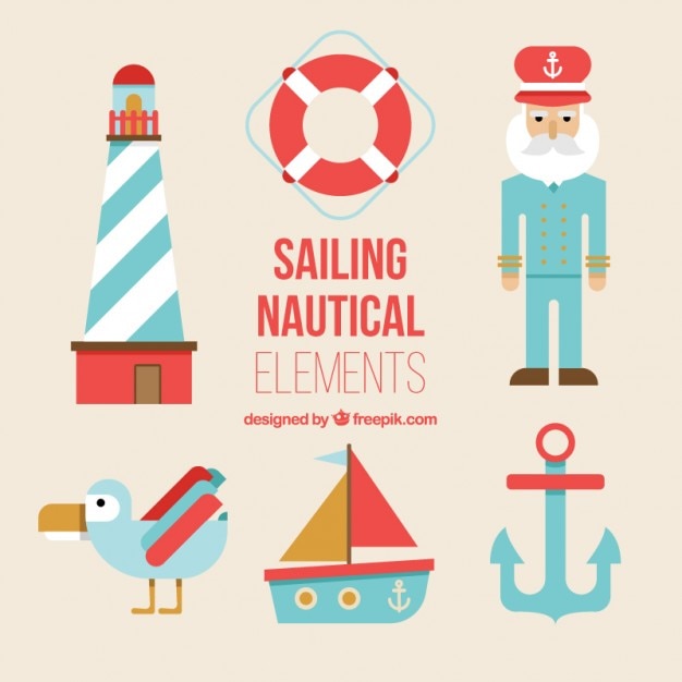 Free vector nice flat sailor objects
