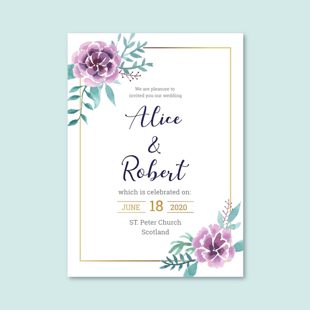 Free vector nice floral wedding invitation